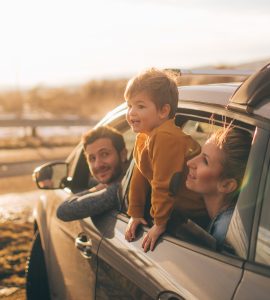 Family having car trip